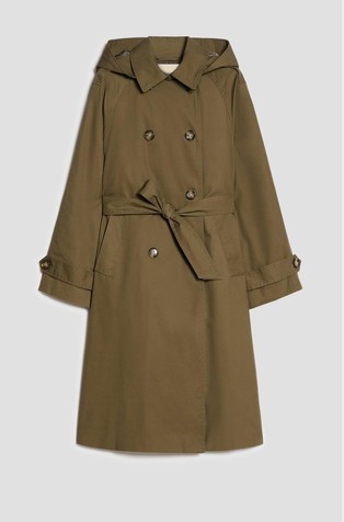 Water-repellent cotton gabardine padded trench coat
