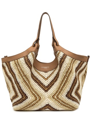 Diamix printed raffia-look large bag