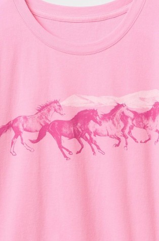 GAP Majica s kratkimi rokavi in potiskom za deklice Roza - Parisian Pink 4
