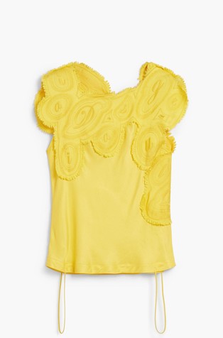 DESIGUAL Majica z vezeninami Rumena - Yellow 7