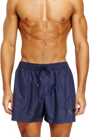 Mid-length swim shorts with logo print