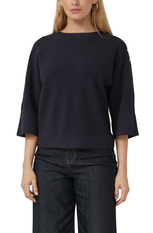 Relaxed fit pleten pulover z dekorativnimi gumbi