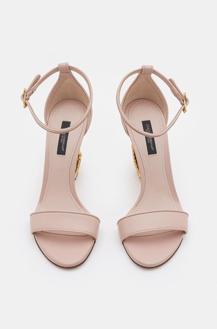 DOLCE &amp; GABBANA Usnjeni sandali z baročno DG peto Roza - Pink 4