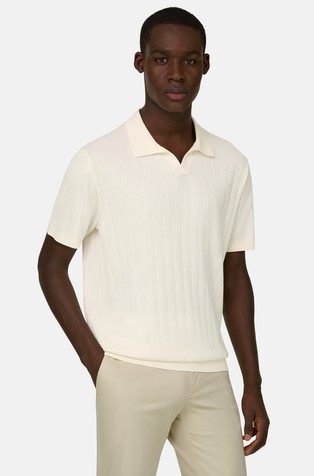 Cotton and Silk Knitted Johnny Polo Shirt