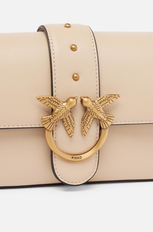 PINKO Mini Love Bag Slouchy leather shoulder bag Beige / Gold 3
