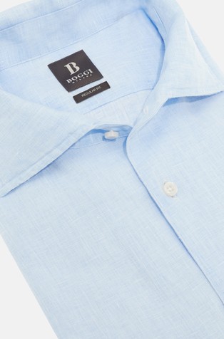BOGGI MILANO Regular fit lanena srajca Modra - Light Blue 4