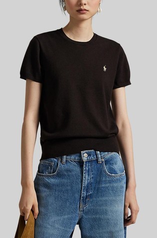 Pletena majica s kratkimi rokavi