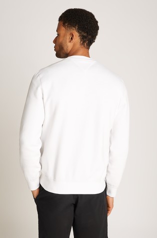 TOMMY HILFIGER Pulover iz bombažne mešanice s flisirano notranjostjo Bela - White 2