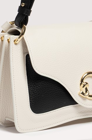 COCCINELLE C-Me Bicolor Leather Handbag White/Black 4