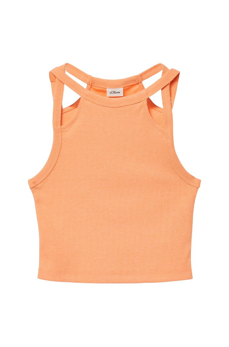 S.OLIVER Cropped rebrast top z izrezanimi detajli Oranžna - Orange 