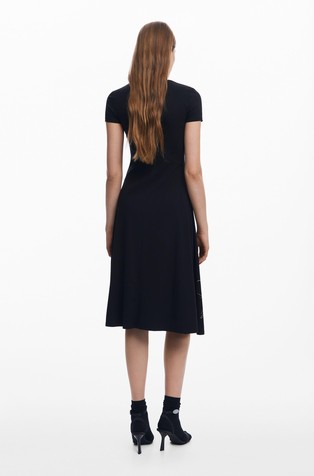 DESIGUAL Flared dress with floral print Black 2