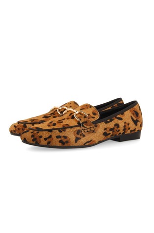 GIOSEPPO Usnjeni loafer čevlji z leopardjim vzorcem Rjava - Brown 2