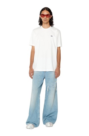 DIESEL Unisex T-shirt with oval D patch White 6