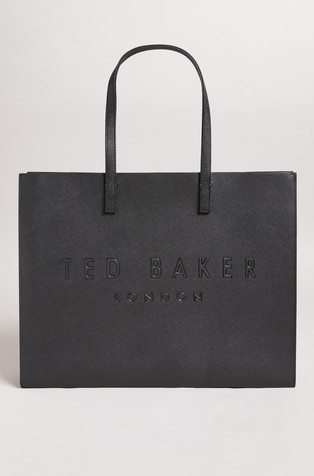 Wide Textured Faux Leather Tote Bag