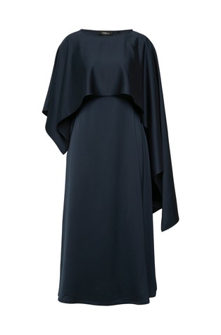 S.OLIVER Midi satenasta obleka z odstranljivim ogrinjalom Modra - Dark Blue 4