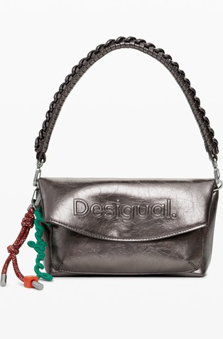 Medium metallic flap bag with 3D logo