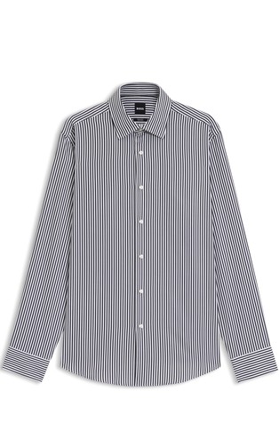 Regular fit črtasta bombažna srajca