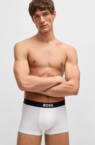 HUGO BOSS Paket 3 bombažnih boksaric z logo pasom Bela - White 5