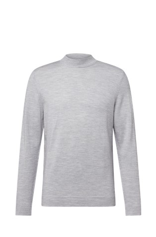 Fine knitted wool pullover with mock neck