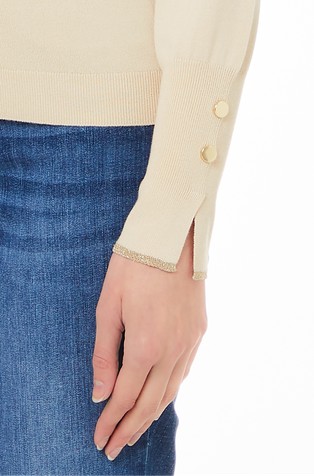 LIU JO Turtleneck jumper with buttons Soft Cream 3