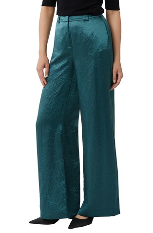 Satenaste hlače s širokimi hlačnicami