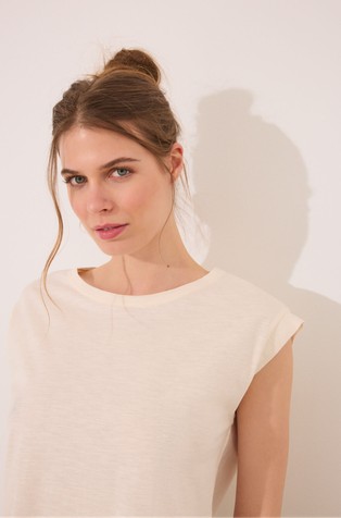 WOMEN'SECRET Cotton T-shirt with shells Ivory 4