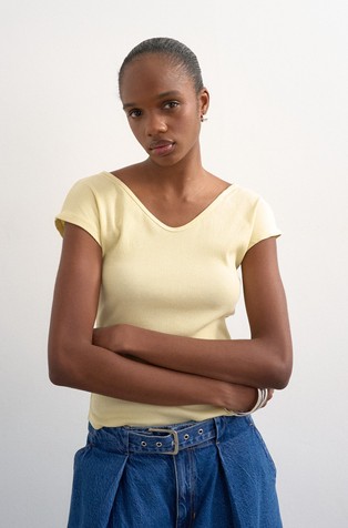 TSLISSY majica s kratkimi rokavi in V-izrezom