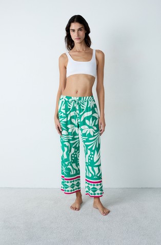 ETAM Faeza vzorčast spodnji del pižame Zelena - Green / White 3