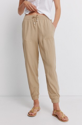 Hlače z elastičnim pasom in patentom