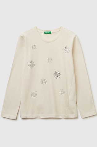 Majica z dolgimi rokavi in okrasnimi kamenčki