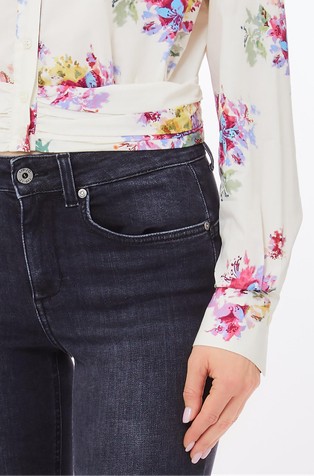 LIU JO Short cotton shirt with floral pattern White / Multi 3