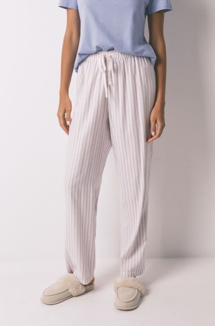 Long flannel trouser with striped print