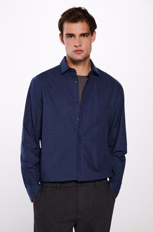 Micro houndstooth cotton shirt