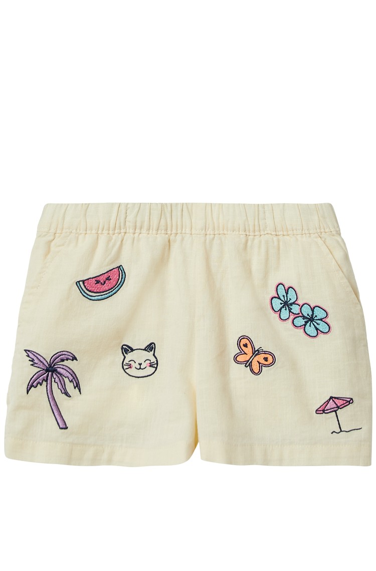S.OLIVER Shorts with embroidery in linen look Cream 