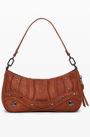 Small embroidered faux leather bag