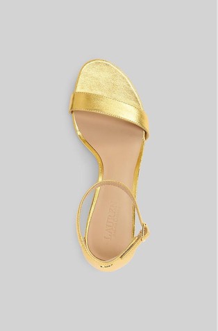 RALPH LAUREN Allie sandali iz kovinsko svetlečega usnja Zlata - Modern Gold 4