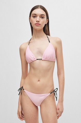 Quick-dry bikini top with logo details