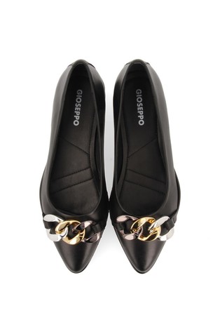 GIOSEPPO Rosebud leather ballet flats with decorative element Black 4