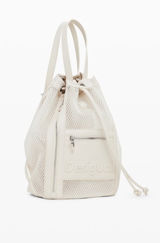 DESIGUAL Medium mesh drawstring backpack White 3