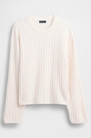 CashSoft Cable-Knit Crewneck Sweater