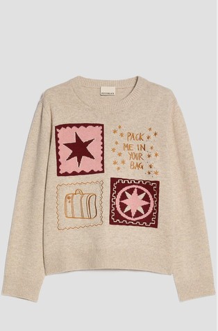 Wool blend jumper with exclusive motifs