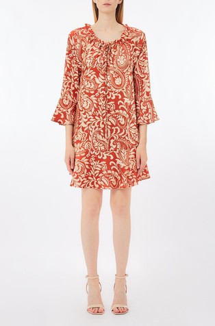 Printed twill short dress