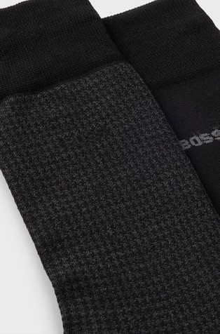 HUGO BOSS Paket 2 parov nogavic iz bombažne mešanice Črna - Black 2