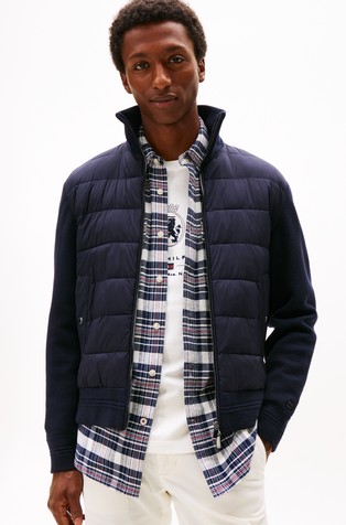 Mixed Texture Zip-Thru Jacket with Quilted Front