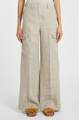 Relaxed fit lanene hlače s cargo žepi