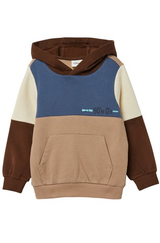 Pulover s kapuco in barvnimi bloki