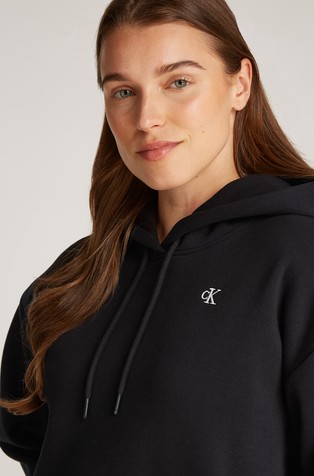 CALVIN KLEIN Relaxed fit pulover s kapuco in logotipom zadaj Črna - Black 4