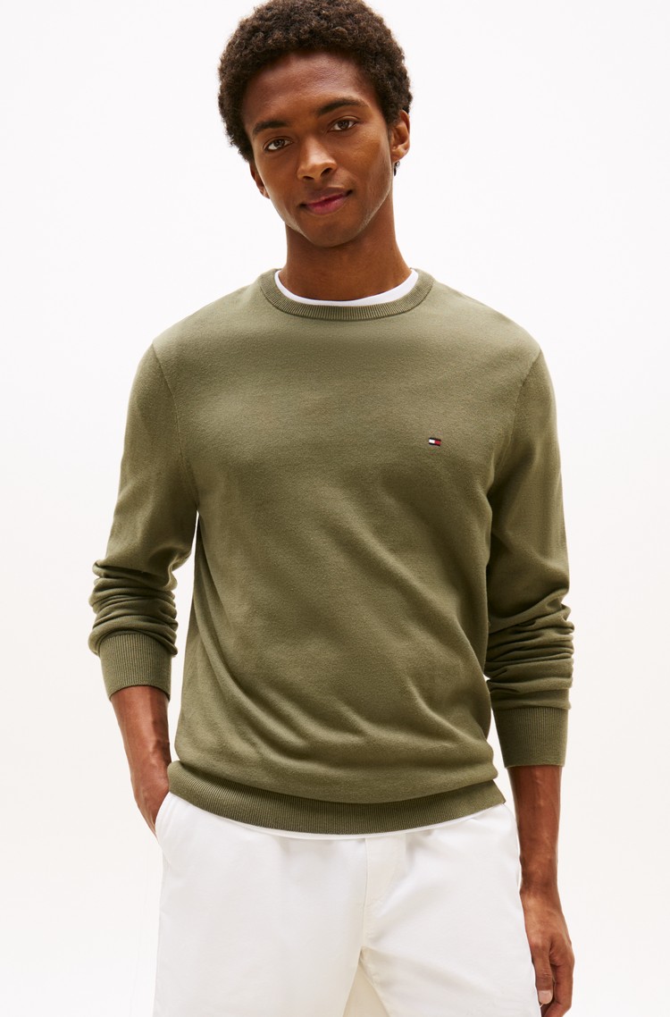 TOMMY HILFIGER Cotton Knit Jumper Green 