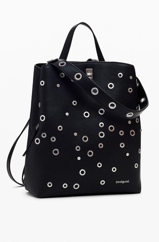 DESIGUAL Medium nahrbtnik z zakovicami Črna - Black 3