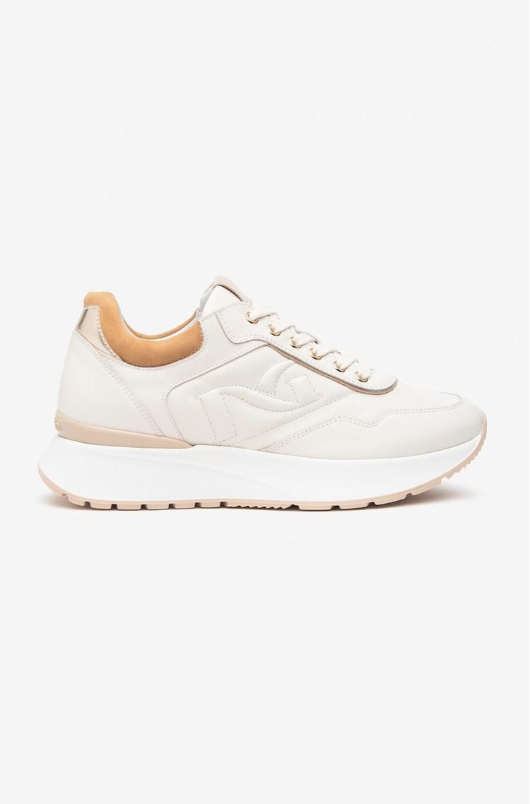 NEROGIARDINI Usnjene superge Bela - White/Beige 